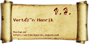 Vertán Henrik névjegykártya